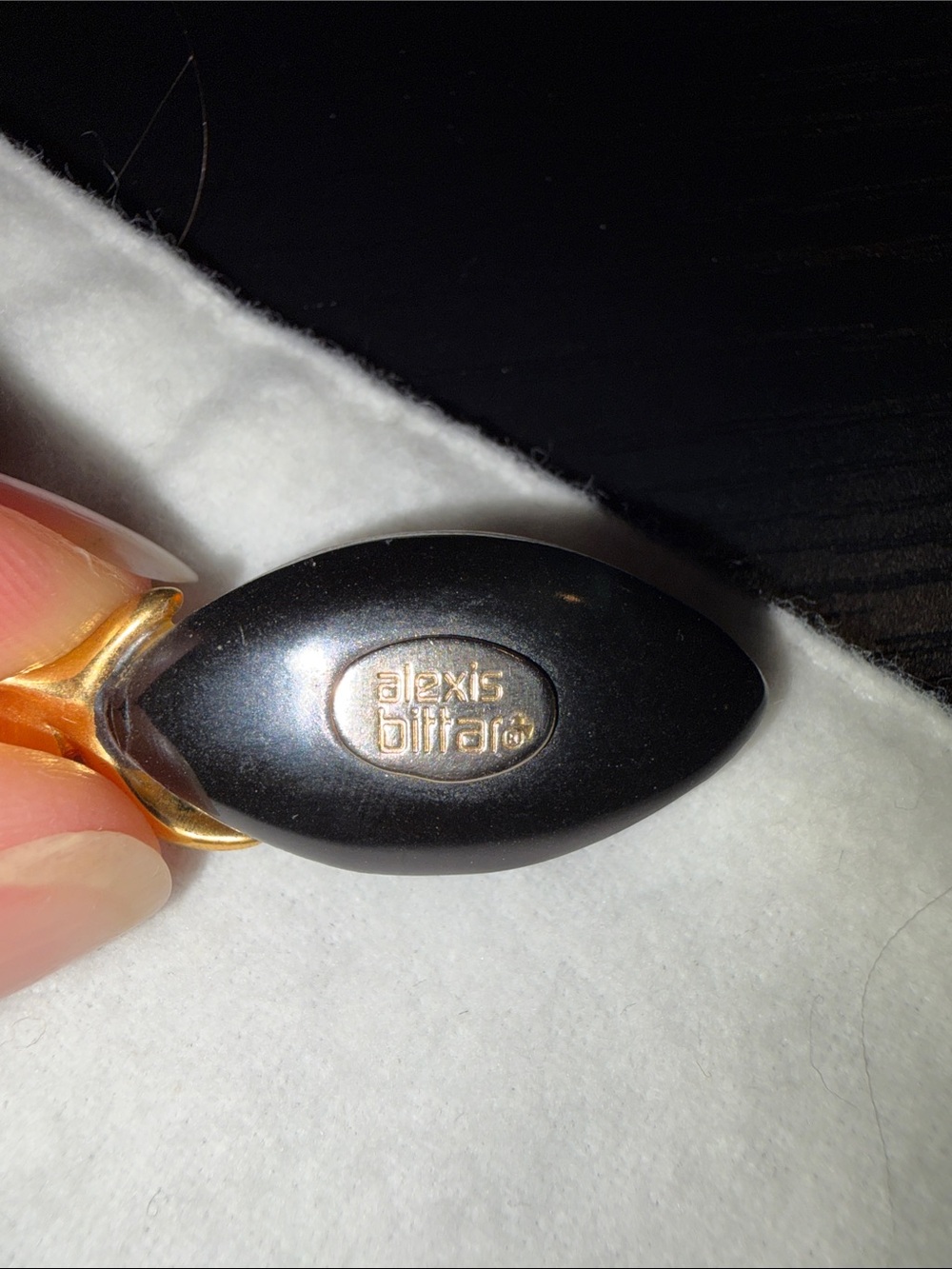 Alexis Bittar Black and Gold Drop Earrings with Crystal Accents - Picture 3 of 5